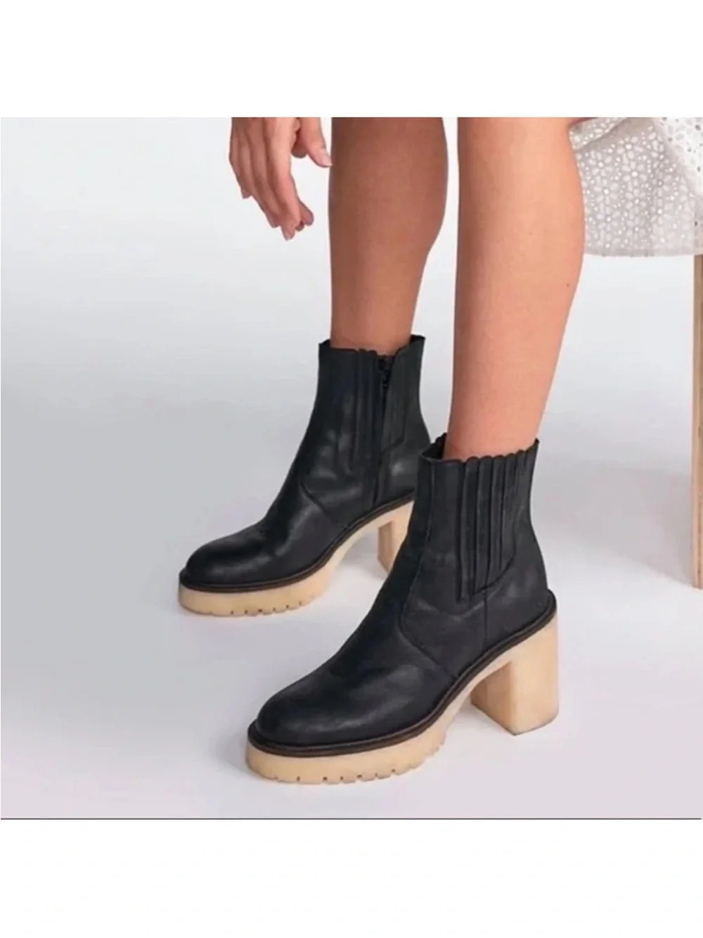 Free People James Chelsea Boots Leather Black 7.5